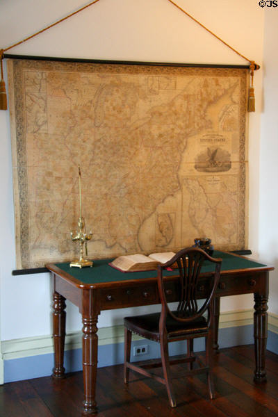 Early Eastern American map over table at Woodrow Wilson Birthplace. Staunton, VA.