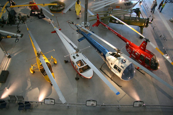Collection of helicopters at National Air & Space Museum. Chantilly, VA.