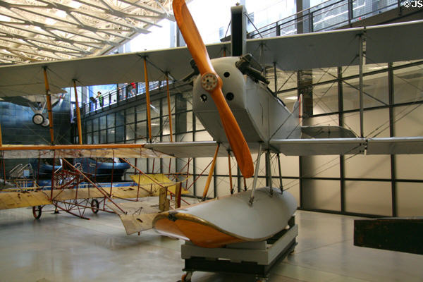 Curtiss N-9H (1916-27) biplane seaplane at National Air & Space Museum. Chantilly, VA.