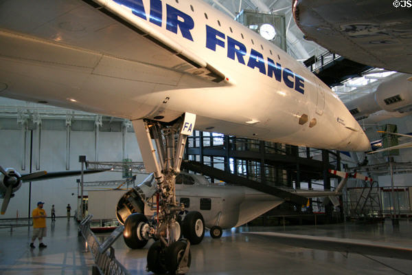 Nose of Concorde (1976) from France at National Air & Space Museum. Chantilly, VA.