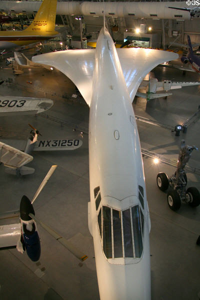 Overhead view of Concorde (1976) from France at National Air & Space Museum. Chantilly, VA.