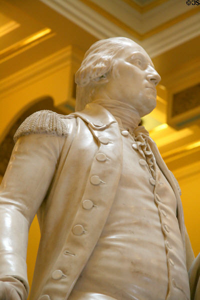 Detail of George Washington statue by Houdon in Virginia State Capitol is most accurate likeness known. Richmond, VA.