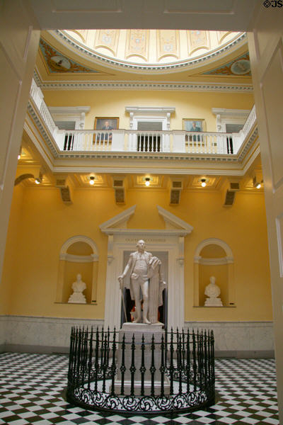 Rotunda of Virginia State Capitol with dome & Washington statue. Richmond, VA.