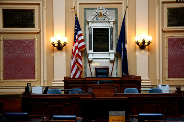 Dias of House chamber of Virginia State Capitol. Richmond, VA.