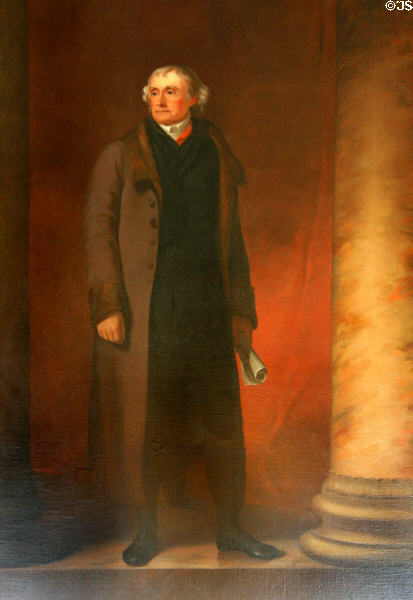 Portrait of Thomas Jefferson (1743-1826) by George Catlin after painting by Thomas Sully at Virginia State Capitol. Richmond, VA.