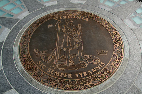 Virginia State seal at Capitol Square pavement. Richmond, VA.