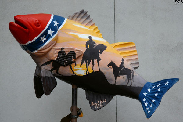 Confederate heroes salmon street art (2001) by Henry E. Kidd at Museum of the Confederacy. Richmond, VA.