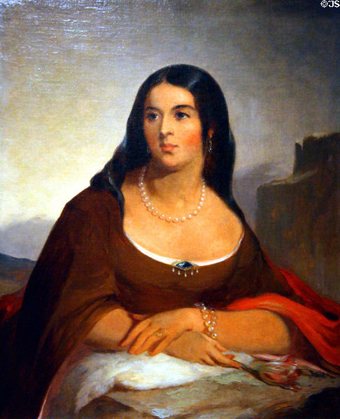 Romanticized portrait (c1852) of Pocahontas by Thomas Sully at Museum of Virginia History. Richmond, VA.