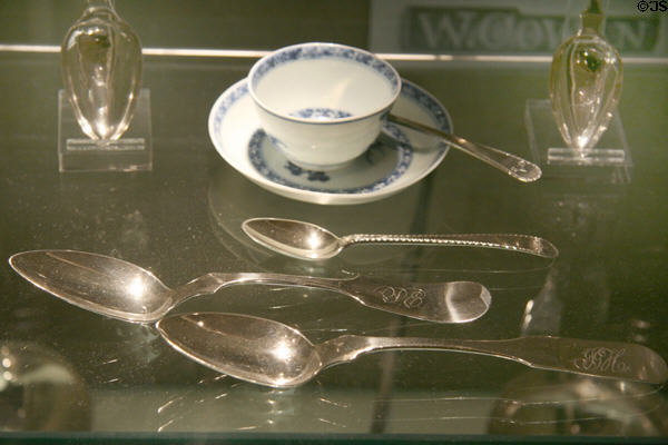 Antique silver spoons at Museum of Virginia History. Richmond, VA.