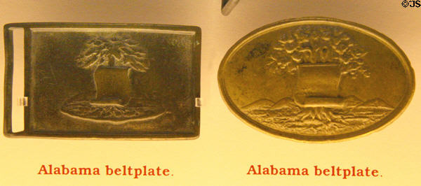 Alabama Confederate beltplates at Museum of Virginia History. Richmond, VA.