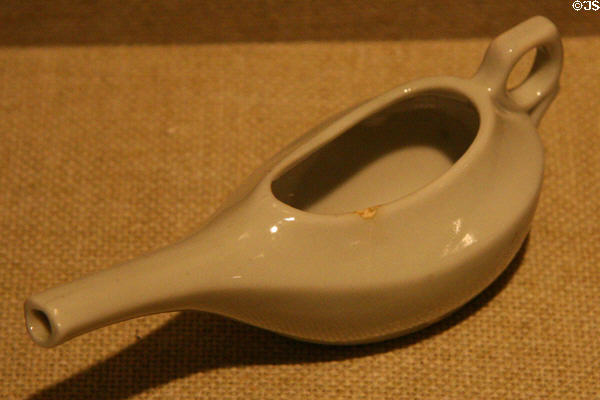 Porcelain feeding cup to serve broth to soldiers who could not feed themselves at Chimborazo Medical Museum. Richmond, VA.