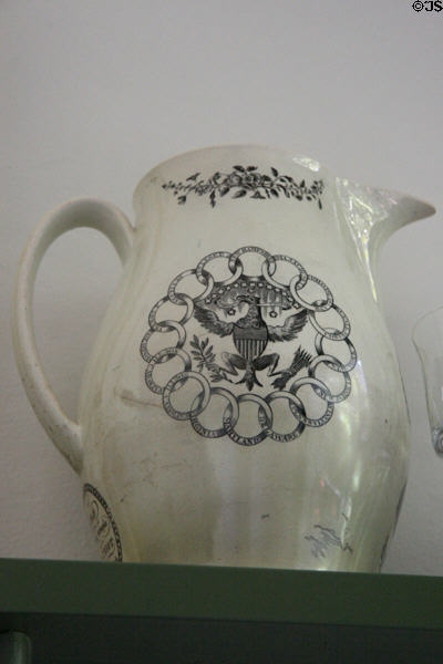 Pitcher (c1796-1803) with joined rings representing 16 American States in John Marshall House. Richmond, VA.