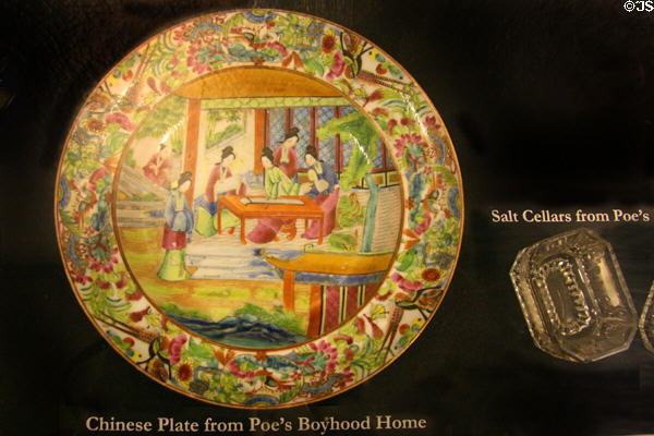 Chinese plate & salt cellar from Poe's boyhood home in Edgar Allan Poe Museum. Richmond, VA.