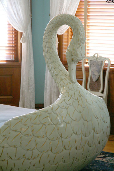 Swan head detail of bed in master bedroom of Maymont Mansion. Richmond, VA.