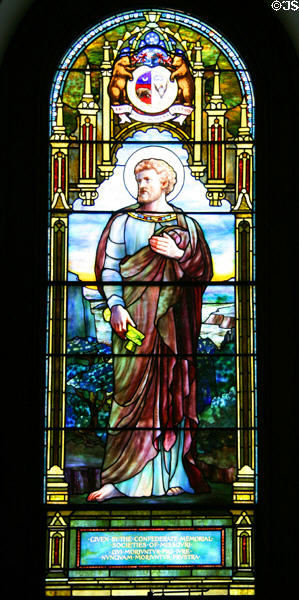 St Peter stained glass for Missouri by Louis Comfort Tiffany at Blandford Church. Petersburg, VA.