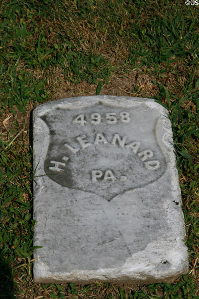 Grave of H. Leanard 4958 of PA in Poplar Grove National Cemetery at Petersburg National Battlefield. Petersburg, VA.