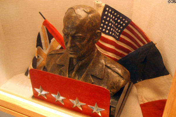 Dwight D. Eisenhower bust & four-star license plate used on Algiers car driven by WAC driver at U.S. Army Women's Museum. Petersburg, VA.