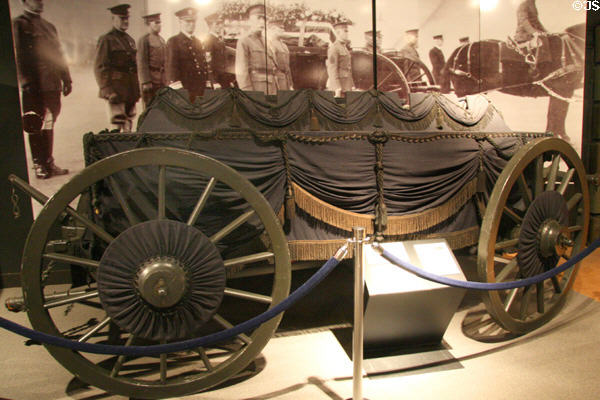 Funeral artillery caisson (1863) used for Jefferson Davis reburial at U.S. Army Quartermaster Museum. Petersburg, VA.