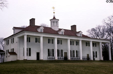 George Washington's Mount Vernon view of the Veranda side. VA.