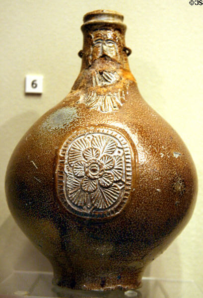 Bartmann jug (c1661) from Germany found in New Towne Jamestown in Jamestown National Park Museum. Jamestown, VA.