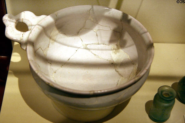 Porringer (c1680) from England found in Bland House well in Jamestown National Park Museum. Jamestown, VA.