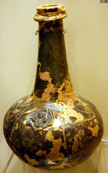 Wine bottle (17thC) from England found in New Towne in Jamestown National Park Museum. Jamestown, VA.