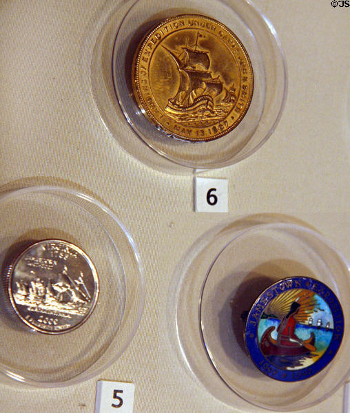 Jamestown Exposition (1907) souvenir medals in Jamestown National Park Museum. Jamestown, VA.