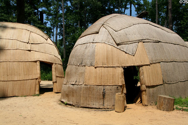 Native American bark house in Powhatan Village at Jamestown Settlement. Jamestown, VA.