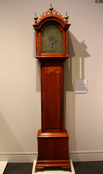 Tall case clock (c1793) movement by Daniel Burnap of East Windsor, CT & case prob. by Hezekiah Kelly of Norwich, VT at Bennington Museum. Bennington, VT.