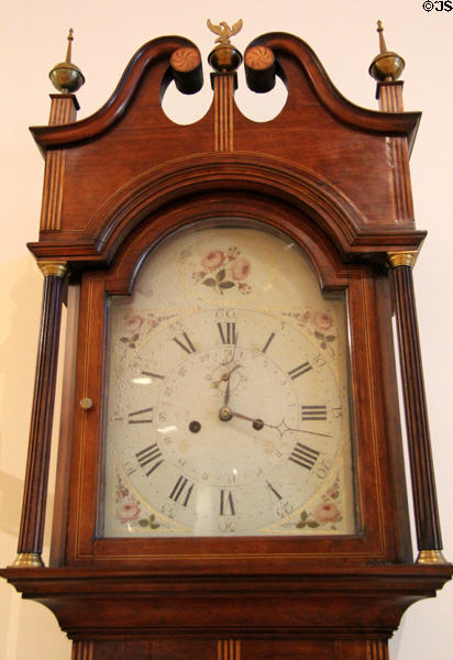 Face of tall case clock (c1800) from Bennington, VT at Bennington Museum. Bennington, VT.