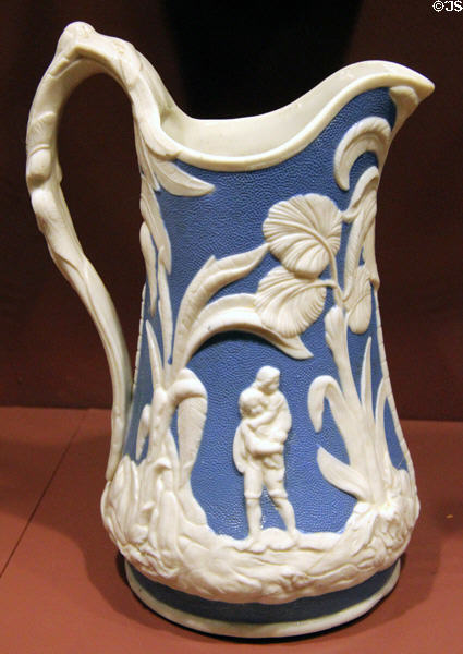 Paul & Virginia pitcher (1847-58) by United States Pottery Co. at Bennington Museum. Bennington, VT.