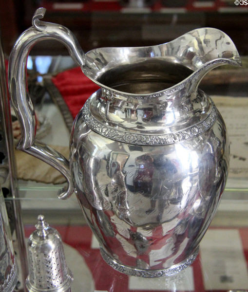 Silver presentation pitcher (c1820) by John Crawford of New York City at Bennington Museum. Bennington, VT.