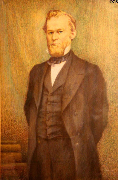 Portrait of Trenor Park, who built the mansion with money earned as a lawyer during the California Gold Rush, by Ella McCullough at Park-McCullough Historic Estate. North Bennington, VT.