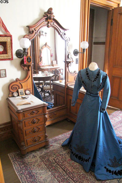 Lady's dressing table with mirror (1865-80) in Laura's boudoir at Park-McCullough Historic Estate. North Bennington, VT.