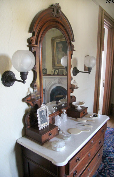 Renaissance-style bureau with mirror (c1870) at Park-McCullough Historic Estate. North Bennington, VT.