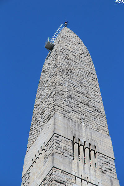 Detail of top of Bennington Monument which marks major American Revolutionary War victory which stopped British incursions from Canada. Bennington, VT.