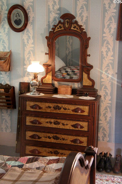 Master bedroom chest of drawers in Coolidge Homestead at President Calvin Coolidge State Historic Park. Plymouth Notch, VT.