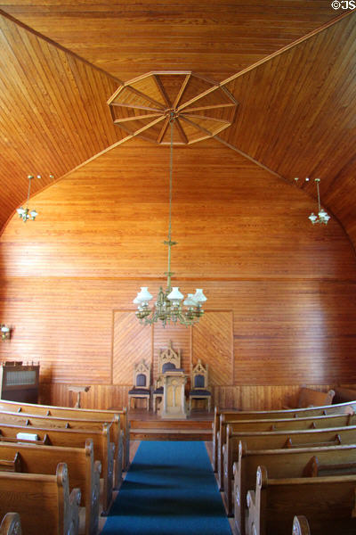 Interior of Union Christian Church (1840) at President Calvin Coolidge State Historic Park. Plymouth Notch, VT.