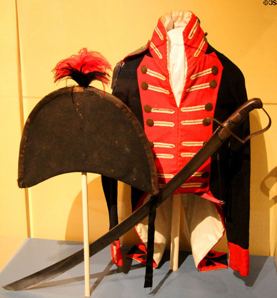 War of 1812 era military uniform & sword at Vermont History Museum. Montpelier, VT.