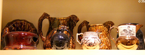 Ceramic pitchers (1820-60) at Vermont History Museum. Montpelier, VT.