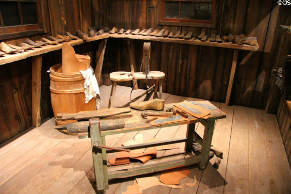 Tools from Kent's Shoe Shop (1840s) at Vermont History Museum. Montpelier, VT.
