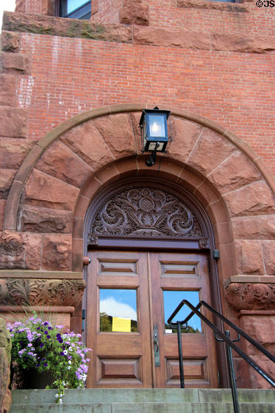 Arched entrance of Vermont Department of Agriculture Building (1891) (116 State St.). Montpelier, VT.