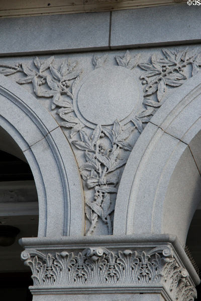 Montpelier City Hall stone carving details. Montpelier, VT.