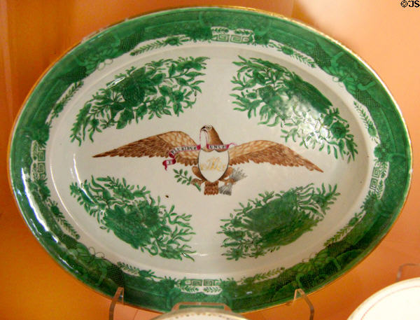 Chinese export porcelain plate with American eagle at Shelburne Museum. Shelburne, VT.