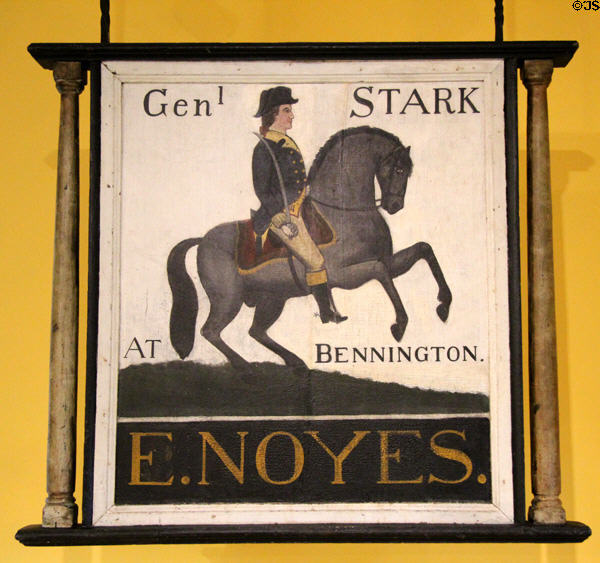 E. Noyes tavern sign (c1860-9) painted with Revolutionary War General Stark at Shelburne Museum. Shelburne, VT.