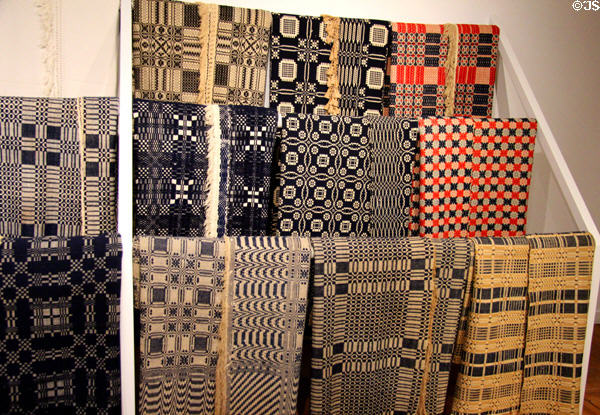 Collection of coverlets (1820-40) at Shelburne Museum. Shelburne, VT.
