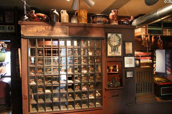 Post office boxes in General Store at Shelburne Museum. Shelburne, VT.