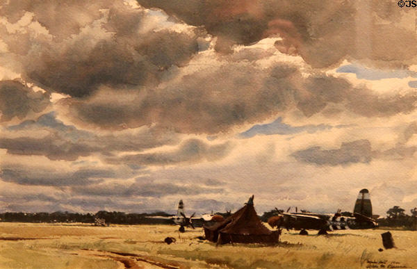 Marks Hall wartime painting (1944) by Ogden Minton Pleissner at Shelburne Museum. Shelburne, VT.