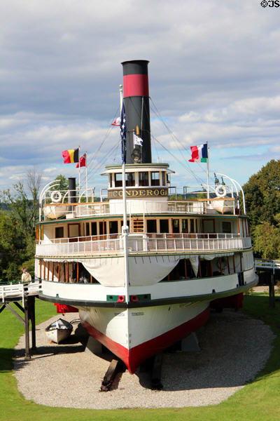 Steamboat Ticonderoga (220ft long & 59ft beam) used on Lake Champlain (1906-55) at Shelburne Museum. Shelburne, VT.