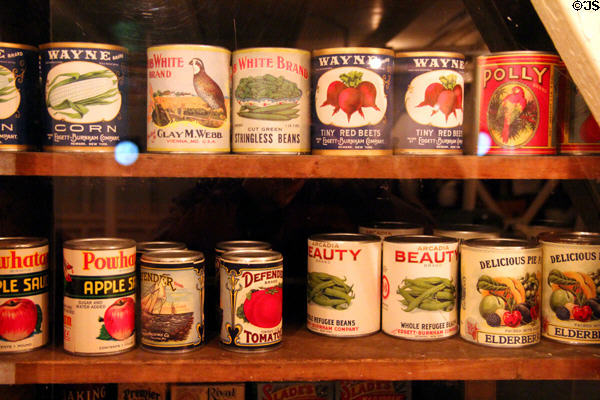 Galley canned goods aboard Ticonderoga at Shelburne Museum. Shelburne, VT.